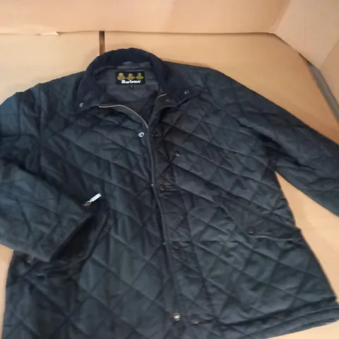 BARBOUR QUILTED BLACK COAT - L