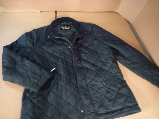 BARBOUR QUILTED BLACK COAT - L