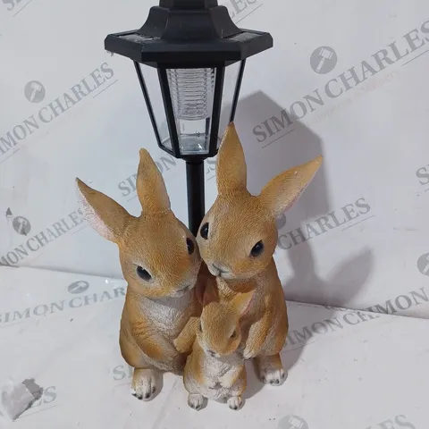 BOXED HOMEHUT FAMILY OF RABBITS SOLAR POWERED LIGHT 