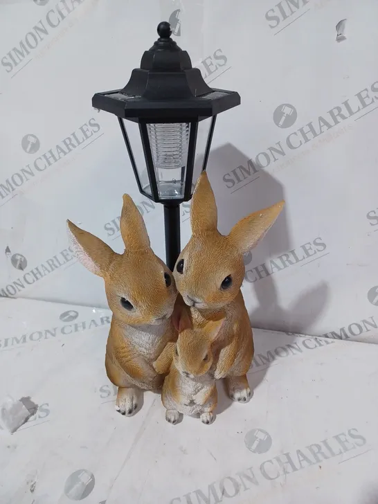 BOXED HOMEHUT FAMILY OF RABBITS SOLAR POWERED LIGHT 