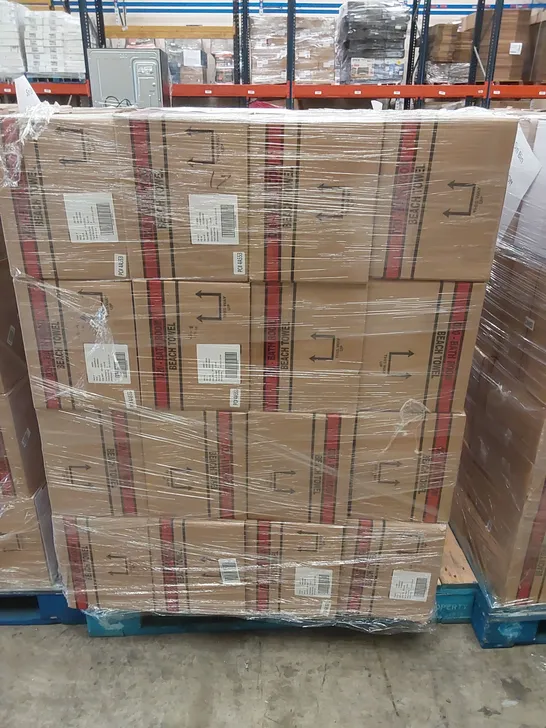 PALLET TO CONTAIN APPROX 48 BOXES OF BRAND NEW UNION JACK BEACH TOWELS - 9 TOWELS PER BOX // SIZE: APPROX 71 X 152cm // COMBINED RRP £2,376.00