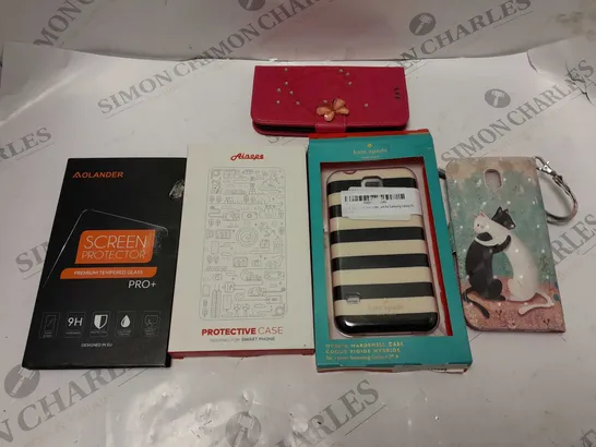 APPROXIMATELY 5 PHONE CASES AND SCREEN PROTECTORS FOR VARYING PHONES FROM KATE SPADE, AINOPE, AOLANDER