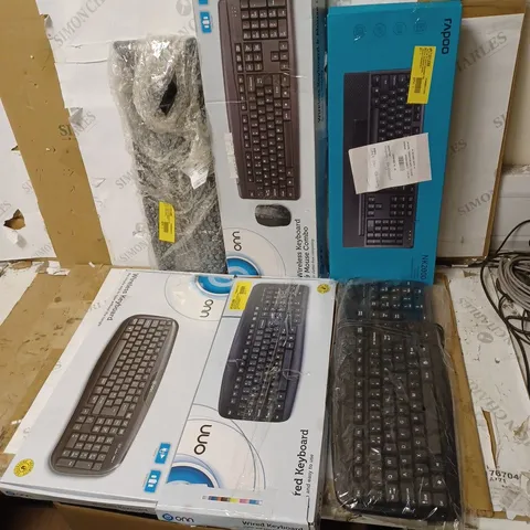 LOT OF 6 ASSORTED COMPUTER KEYBOARDS TO INCLUDE RAPOO ONN ETC