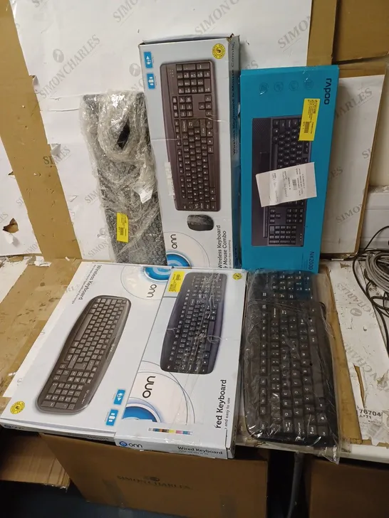 LOT OF 6 ASSORTED COMPUTER KEYBOARDS TO INCLUDE RAPOO ONN ETC