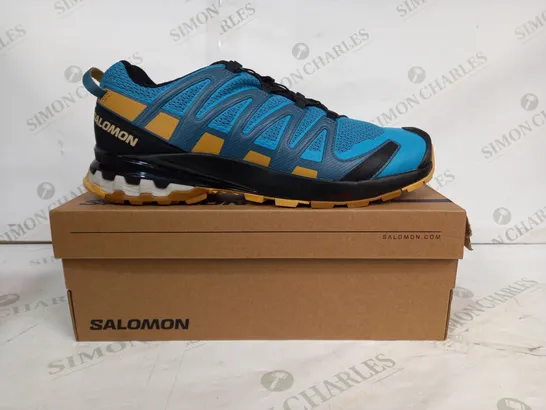 BOXED PAIR OF SALOMON XA PRO 3D V8 SHOES IN AQUA/BRONZE BROWN UK SIZE 10