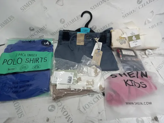 LOT OF CLOTHES APPROXIMATELY 30 ITEMS TO INCLUDE M&S TROUSERS, BABY TU SETS, POLO SHIRTS ETC