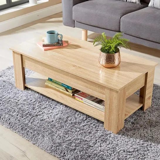 BOXED ALRUN COFFEE TABLE WITH STORAGE IN OAK (1 BOX)