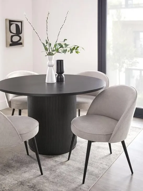 BOXED CARINA ROUND DINING TABLE & 4 CHAIRS (4 BOXES) RRP £799