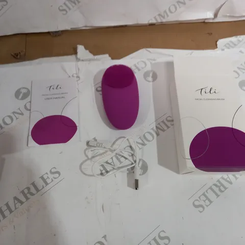 TILI RECHARGEABLE VARIABLE SPEED SILICONE FACIAL CLEANSING BRUSH PURPLE