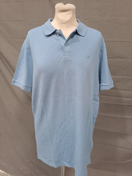 HOLLISTER ADVANCED STRETCH POLO IN BLUE SIZE LARGE