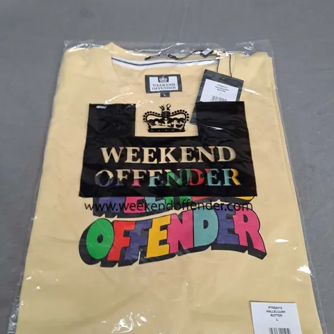 BAGGED WEEKEND OFFENDER HALLELUJAH BUTTER GRAPHIC T-SHIRT SIZE L