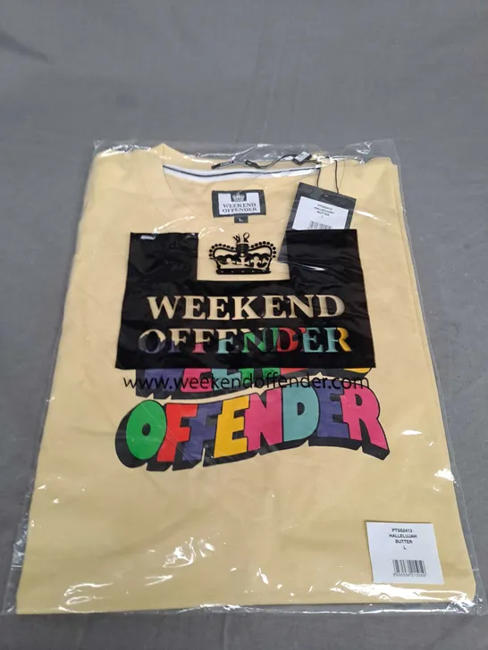 BAGGED WEEKEND OFFENDER HALLELUJAH BUTTER GRAPHIC T-SHIRT SIZE L