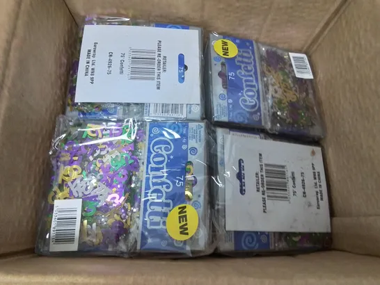 TWO BOXES OF 144 BRAND NEW 14G PACKS OF "75" THEMED CONFETTI