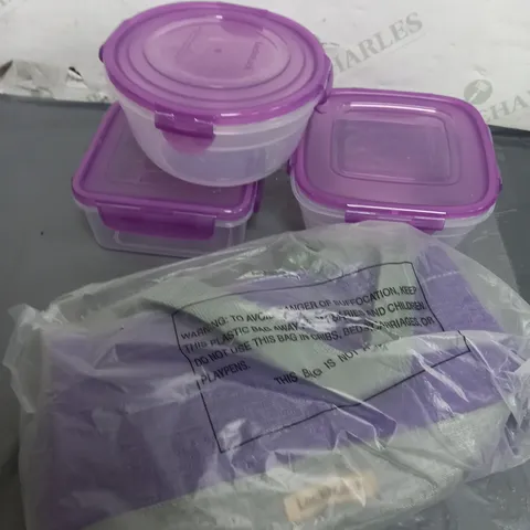 BOXED LOCKNLOCK SET 3 MINI TUPPERWARE AND TOTES IN PURPLE 