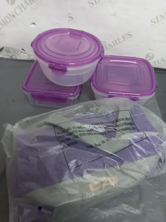 BOXED LOCKNLOCK SET 3 MINI TUPPERWARE AND TOTES IN PURPLE 