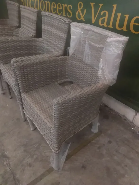 X4 RATTAN EFFECT GARDEN CHAIRS GREY