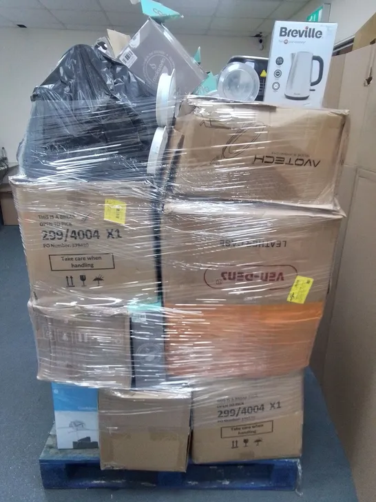 PALLET OF ASSORTED HOUSEHOLD ITEMS TO INCLUDE LED CEILING LIGHT, COOKWORKS KETTLES AND VORTEX AIRFRYER