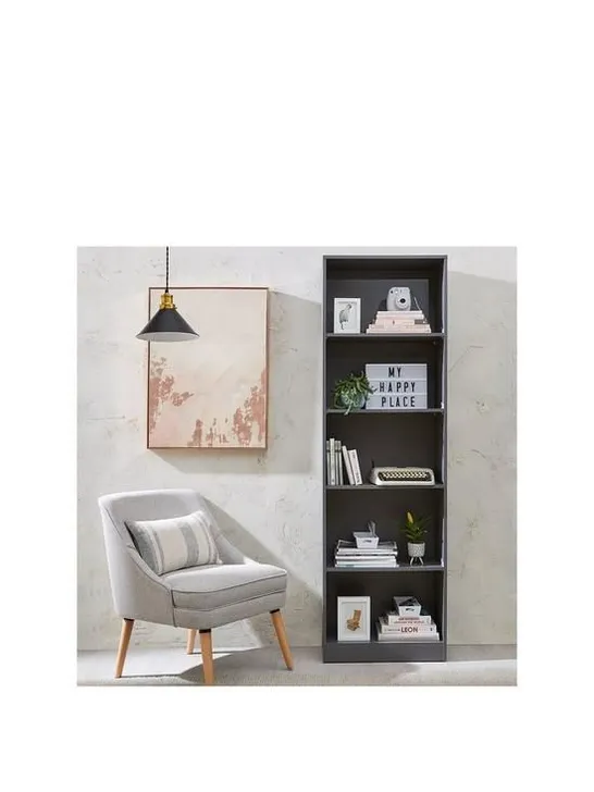 BOXED EVERYDAY NEW METRO TALL WIDE BOOKCASE - GREY (COLLECTION ONLY)