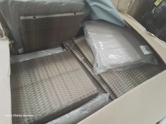 BOXED GREY RATTAN EFFECT PATIO FURNITURE PARTS WITH CUSHIONS & COVER