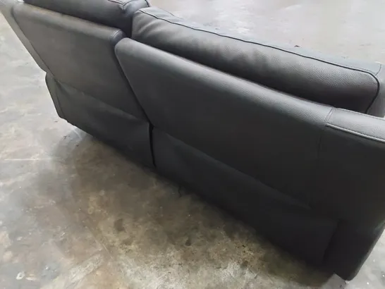 DESIGNER MANUAL RECLINING THREE SEATER SOFA BLACK FAUX LEATHER 