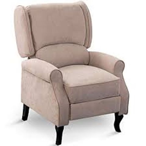 BOXED EATON BEIGE FABRIC PUSH BACK RECLINING EASY CHAIR (1 BOX)