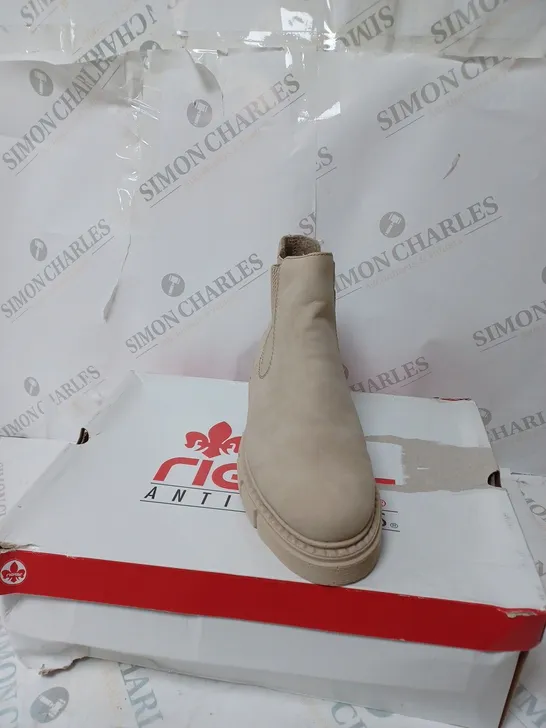 BOXED RIEKER CHUNKY ANKLE BOOTS, OFF WHITE - SIZE 5