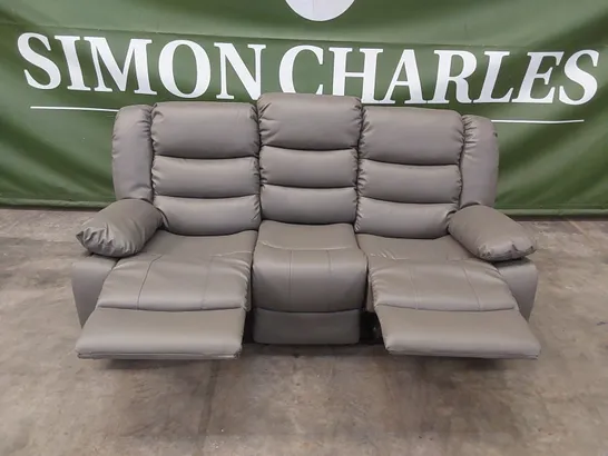 QUALITY DESIGNER CHINA 3-SEATER FAUX LEATHER MANUAL RECLINER SOFA - GREY