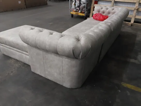 DESIGNER CHESTER CORNER CHAISE SOFA - PEBBLE