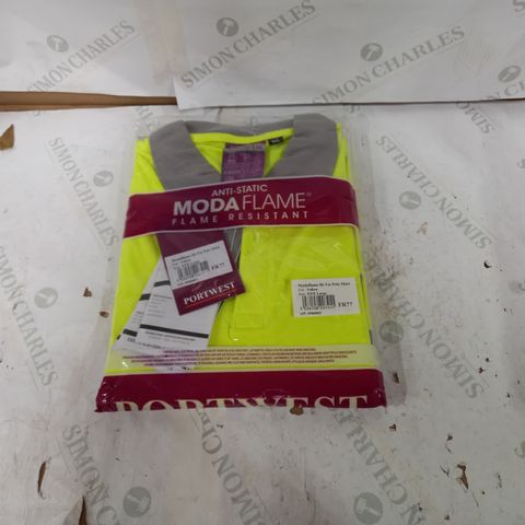 APPROXIMATELY BOX OF 5 MODA FLAME, FLAME RESISTANT XXL HI VIS POLO SHIRTS 