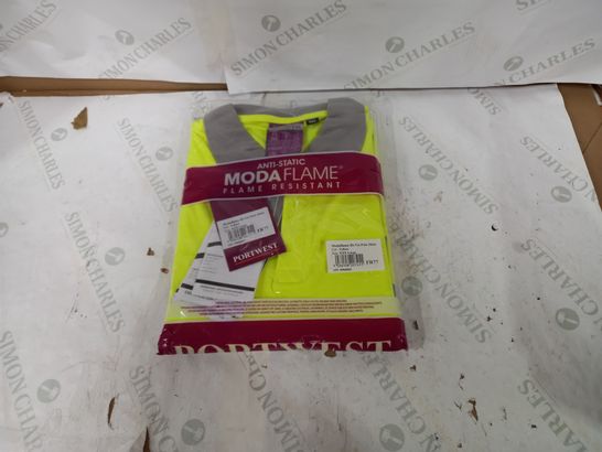 APPROXIMATELY BOX OF 5 MODA FLAME, FLAME RESISTANT XXL HI VIS POLO SHIRTS 