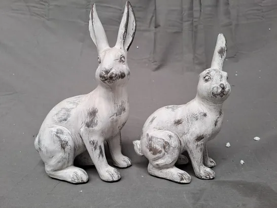 BOXED OTTERS BROOK SET OF 2 POLYRESIN RABBIT DECORATIONS