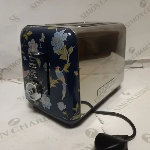 LAURA ASHLEY ELVEDEN PRINT 2 SLICE TOASTER, NAVY