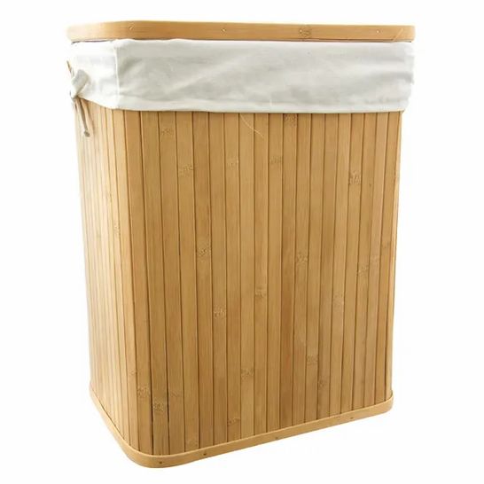 BOXED WOODFORD RECTANGULAR BAMBOO LAUNDRY HAMPER 