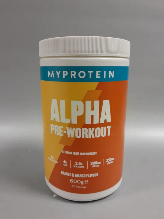 SEALED MYPROTEIN ALPHA PRE-WORKOUT - ORANGE & MANGO FLAVOUR 600G