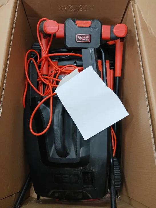 BLACK MAND DECKER LAWNMOWER - BLACK AND ORANGE - COLLECTION ONLY 