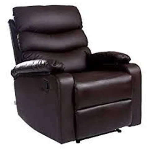 BOXED DESIGNER ASHBY BLACK FAUX LEATHER MANUAL RECLINING EASY CHAIR - 1OF1