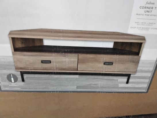 BOXED FULTON CORNER TV UNIT IN RUSTIC PINE EFFECT - 1 BOX