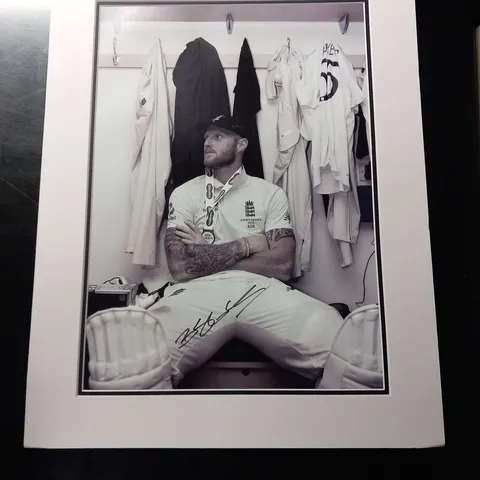 MOUNTED AND SIGNED PICTURE OF ENGLAND CRICKETER BEN STOKES FOLLOWING THE 2019 ASHES SERIES WITH CERTIFICATE OF AUTHENTICITY