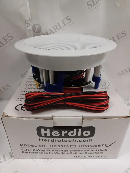 BOXED HERDIO HCS528BT FULL RANGE HIGH PERFORMANCE CEILING/WALL SPEAKER 