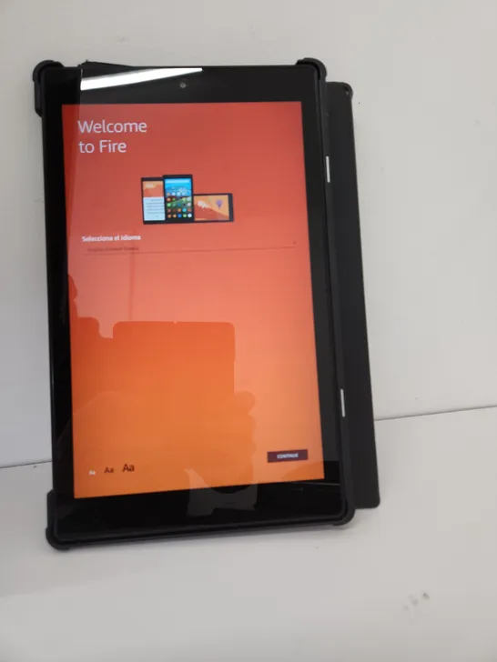 UNBOXED AMAZON FIRE TABLET MODEL SL056ZE WITH BLACK FOLIO CASE