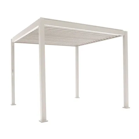 BOXED AIMANTAS 3m X 3m SQUARE POWDER COATED PERGOLA WITH GALVANISED STEEL LOUVRES (4 BOXES)
