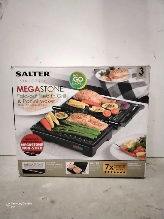 SALTER MEGASTONE FOLD-OUT GRILL & PANINI MAKER