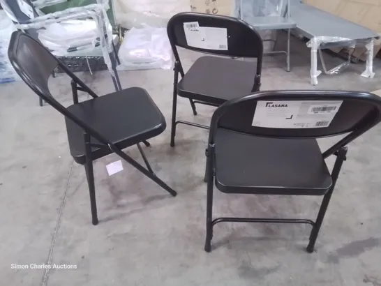 THREE LASANA METAL FOLDING CHAIRS BLACK