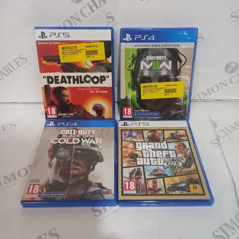 4 ASSORTED PLAYSTATION GAMES TO INCLUDE: MWII, GTAV, DEATHLOOP