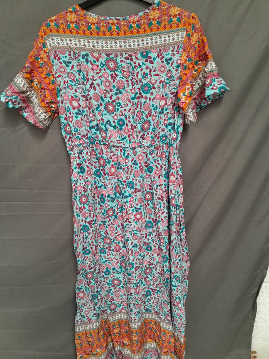 GRECERELLE LADIES MAXI GYPSY DRESS BLUE/MULTI FLORAL SIZE MEDIUM