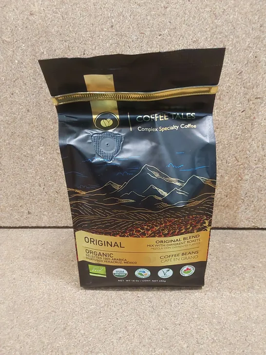 BOX OF APPROX 16 X BAGS OF COFFEE TALES ORIGINAL BLEND COFFEE BEANS - 454g PER BAG // EXP: 27/04/25