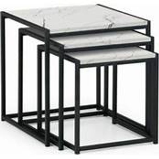 BOXED TRIBECA NEST OF 3 TABLE BLACK/WHITE MARBLE EFFECT 