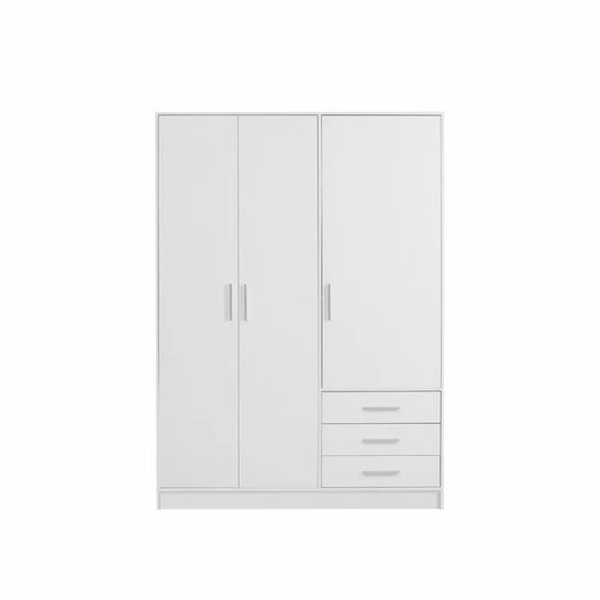 BOXED - SHOAF 3-DOOR WARDROBE MATTE WHITE - 5 BOXES