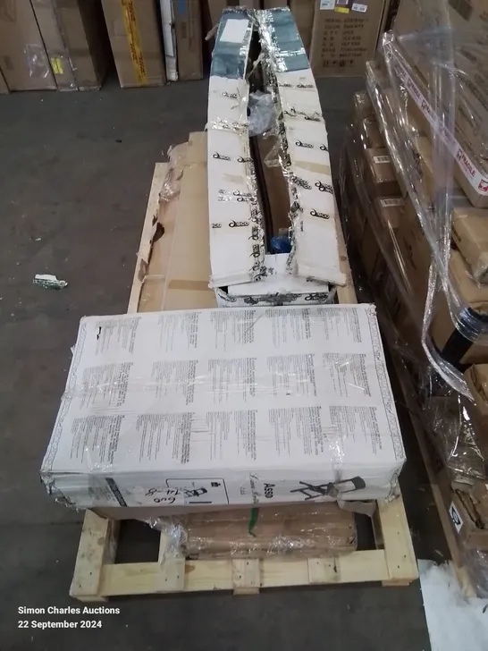 PALLET CONTAINING VARIOUS BOXED FURNITURE PARTS AND OTHER HOUSEHOLD ITEMS ETC.