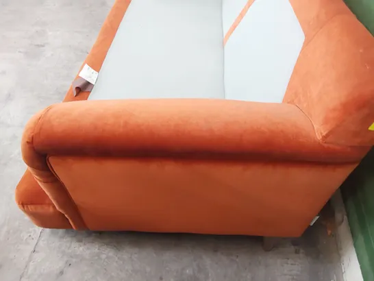 DESIGNER THREE SEATER SOFA FRAME BURNT ORANGE PLUSH FABRIC